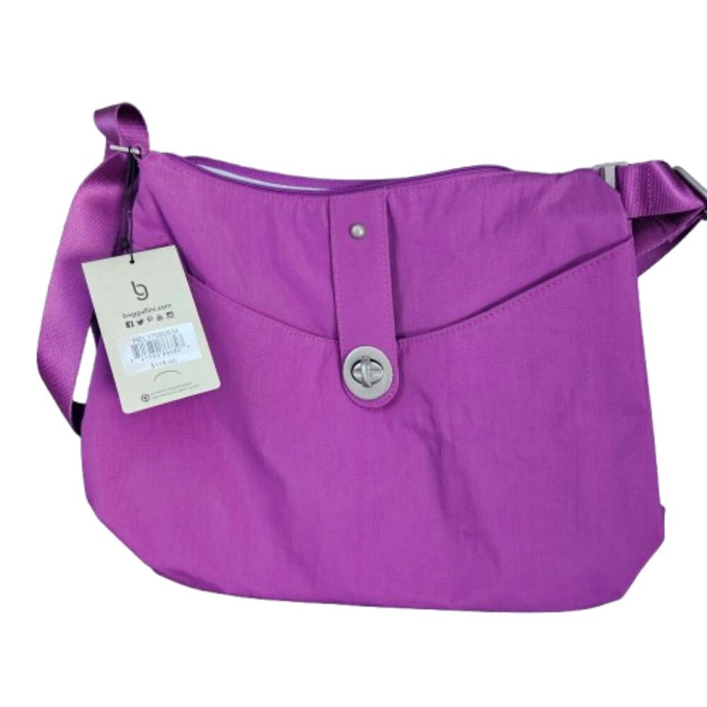 NWT Baggallini Helsinki Silver Hobo Bagg in Magenta/Purple - Picture 3 of 14